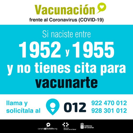 Cartela del Gobierno de Canarias para solicitar cita para la vacunación