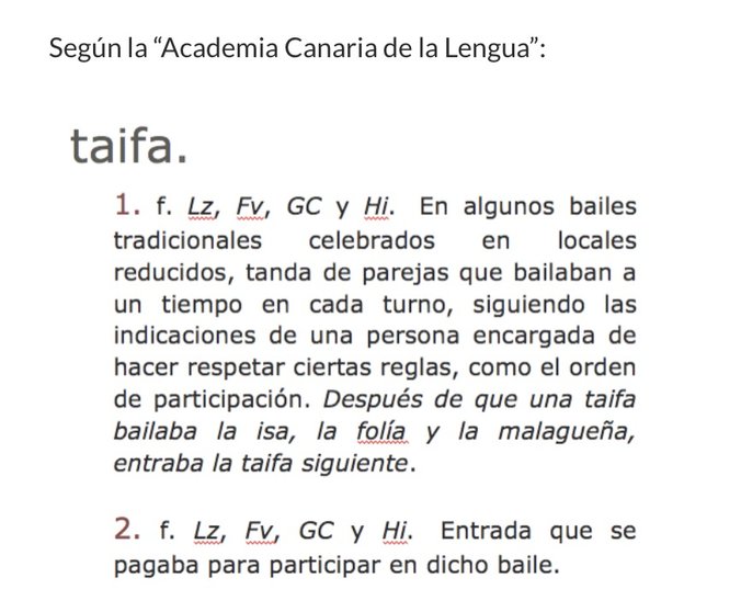 Definición de taifa según la Academia Canaria de la Lengua
