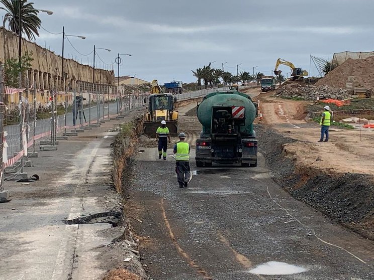 Los trabajos de ampliación de la carretera de Melenara avanzan a buen ritmo