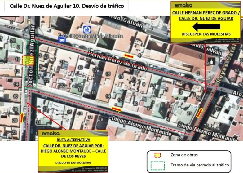 Cerrada la calle Dr. Nuez Aguilar por obras de conexión a la red de alcantarillado